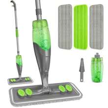 Spray Mops For Floor Cleaning - Wet Dry Mops With 2 Washable + 2 Disposable Pads For  Powermop - Refillable Bottle For Hardwood Tile Home Kitchen - Absorbs Pet Hair Dust Stains - Xám xanh - Xem 9