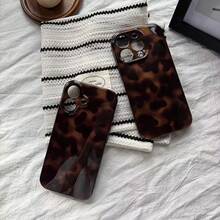 Fashion Leopard Print Amber Gradient Dyed Glossy Phone Case, Suitable For All Seasons, Compatible With IPhone 17 Pro Max/17 Air/17e/16e/16 Pro Max/15 Pro Max/14 Pro/13 Pro/12/11 Personalized Phone Case/Men's Phone Case/Women's Phone Case - Brown - View 1