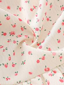 Kids Girl Sweet Summer Set - Pink Bow Decor Floral Print Blouse & Elastic Waist Shorts 2pcs - Hồng - Xem 11