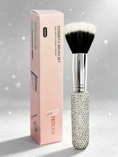  1pc Princess Rose Diamond Studded Luxury Dual-Layer Blush Brush, Soft Hair, Easy Application, Portable, Beginner-Friendly, Essential For Travel
