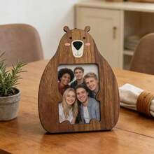 1pc Cute Animal Wooden Photo Frame, Cat & Bear Shaped Creative Wooden Frame, Home Desktop Decor - 1PC - View 5