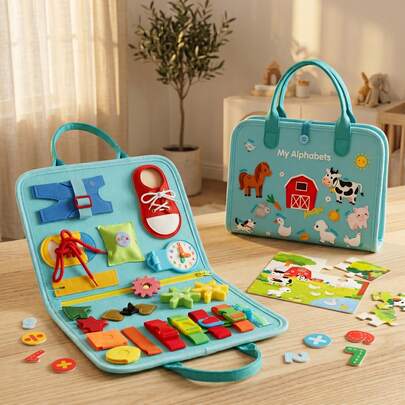 Tablero de rompecabezas sensorial para niños, adecuado para preescolares, entrena las habilidades motoras finas, regalo para niños y niñas, ideal para viajes y jardín de infantes