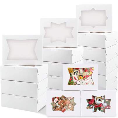 Bộ 12 hộp nướng bánh với 3 kiểu cửa sổ khác nhau, thích hợp đựng kẹo, sô cô la dâu tây, bánh ngọt, bánh kếp, bánh rán, phù hợp cho tiệc sinh nhật, tiệc cưới, tiệc độc thân.