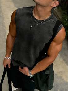 Men Tank Tops - 黑色 - 查看 4
