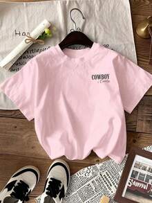 Women's Summer Short Sleeve Graphic T-Shirt, Spring Outfit, Holiday Beach Wear, Summer Pink Countryside Style, Commuter Outfit Casual - Pink - View 3