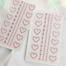 2片粉色闪光爱心宝石脸贴，Y2K风格脸部和眼部装饰贴纸，脸部宝石，亚克力脸部装饰贴纸，可爱装饰贴纸，适合节日、派对、婚礼、角色扮演妆容、舞蹈表演和舞台造型 - 彩色 - 查看 4