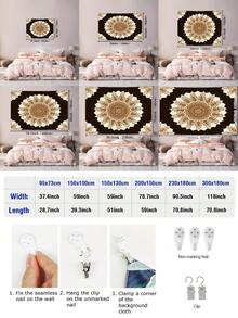 1pc Mandala Bohemian Print Tapestry, Modern Polyester Square Decorative Wall Hanging Suitable For Living Room And Bedroom - Multicolor - View 4