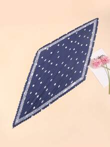 1pc Women's Versatile Bandana Scarf, Crinkle Printed, Suitable For Neck, Hair, Bag Decoration, All Seasons - Navy Blue - View 3