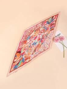 1 chiếc khăn bandana đa năng dành cho nữ, in họa tiết nhăn, thích hợp để quàng cổ, buộc tóc, trang trí túi xách, dùng được cho mọi mùa. - Hồng - Xem 3