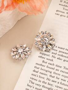 3颗花形水钻玻璃金属纽扣，彩色水晶装饰柄纽扣，适用于外套、开衫、毛衣、缝纫工艺品和DIY配件 - 多色 - 查看 4