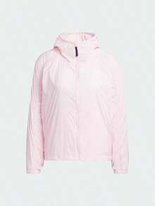 Adidas Chaqueta con capucha con cremallera ligera para mujer, ropa exterior delgada de primavera/verano casual y cómoda, versátil IU1272 - Rosa claro - Ver 1