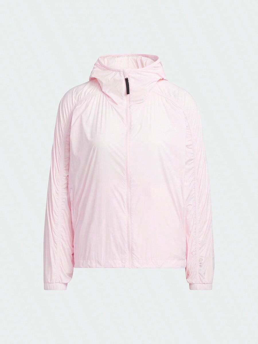 Adidas Chaqueta con capucha con cremallera ligera para mujer, ropa exterior delgada de primavera/verano casual y cómoda, versátil IU1272 - Rosa claro - Ver 1