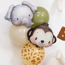 53 piezas Conjunto de arco de globos con tema de animales salvajes de la jungla, incluye globos de número de lámina de color crema y pancarta de fieltro de "Feliz Cumpleaños", adecuado para fiesta de cumpleaños, decoración de baby shower - Ver 8
