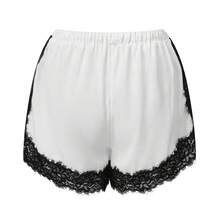 Boho Women's Lace Trim Satin Silk Shorts Shiny Elastic Waist Mini Shorts Pettipants Half Slip Shorts French Knickers Boyshorts For Dresses Full Coverage Underwear Lounge Pants - F206351-白色 - 查看 10