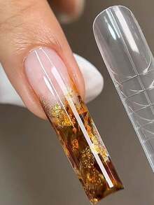 150pcs Transparent Square Double-Layer Nail Art Forms, Full Cover Quick Building Gel Nail Extension Mold, Top Layer Mold - Multicolor - View 2