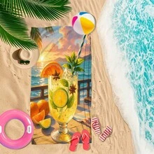 冰淇淋印花沙滩巾,速干超细纤维浴巾,适合夏季度假,柔软吸水防沙泳巾,适用于沙滩、游泳池、浴室和旅行。 - 多色2 - 查看 6