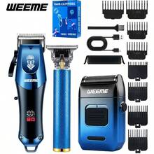 WEEME 4件套/3件套/2件套男士专业电动剃须刀套装，带LED显示屏，无线理发器，剃须刀，胡须修剪器，男士理发套装礼盒 - 查看 11