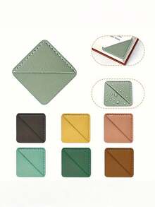 5 piezas de esquinas de libro y marcadores de libro de cuero PU, regalo para mujeres lectoras para uso en la oficina, la escuela y el hogar, colores aleatorios - protector de esquinas de libros - Ver 9