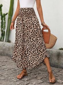 Pantalones anchos de cintura alta con volantes, estilo casual para vacaciones, aptos para primavera, verano y otoño - Multicolor - Ver 7