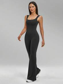 MFVIM Women's Slim-Fit Shaping Unitard, Flared Slim-Fit Design, Abdomen Slimming And Buttock Lifting, Breathable Comfortable High-Elasticity Soft Skin-Friendly Fabric, Suitable For Daily Commute, Outdoor, Jogging, Cycling, Yoga, Pilates, Gym Workout - Black - View 7