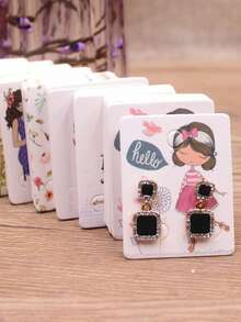 10/30/50pcs Random Pattern Earring Display Cards For Gift Packaging - Multicolor - View 3