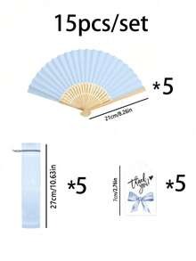 3-60支装精美折叠手扇套装，包含感谢卡和礼品袋，新娘竹制手扇，是伴娘礼物、婚礼装饰、派对、活动和夏季配饰的理想之选，1支装 - 彩色 - 查看 8
