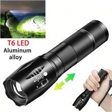 1 buah Senter LED Daya Tinggi, 5 Mode Pencahayaan (SOS dan Strobo), Fokus yang Dapat Diatur, Tahan Guncangan, Ringkas dan Portabel - Cocok untuk Keadaan Darurat, Berkemah, Mendaki - MultiWarna - View 1