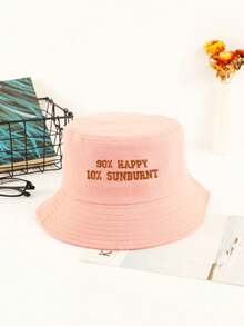 1 pieza Sombrero de cubo bordado personalizado, bordado de texto personalizable - Multicolor - Ver 4