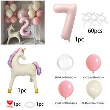 1 Set Einhorn & Fliege Rosa Zahl Ballon Set, enthält 0-9 Folienballons, 10-Zoll Latex Ballons in Hellrosa & Rosa, geeignet für Geburtstagsdekoration, Babyparty, Jahrestag, 1. Geburtstag Hintergrund, Hochzeitshintergrund, Fotografie Requisiten - Übersicht 16