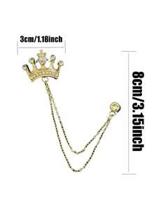 1 pièce Broche couronne dorée élégante avec strass et chaînes - Une broche de costume prestigieuse pour les mariages, les fêtes et les occasions formelles des hommes, l'été, la plage, les festivals, les fêtes - Multicolore - Voir 3