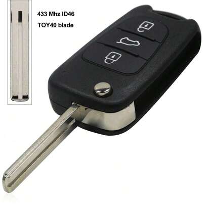 京宇琴适用于H-Yundai I30 IX35 ELANTRA Tucson SONATA NF 433Mhz ASK ID46芯片3键折叠汽车遥控钥匙