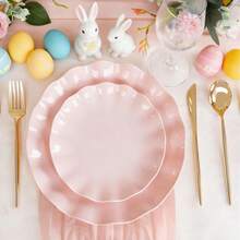 20Pcs Elegant Pink Plastic Plates - Choice Of 10.25" Dinner Or 7.5" Dessert Size - Heavy Duty Disposable Plates For Mother's Day Brunch, Tea Parties & Girls Birthdays - Hồng - Xem 9