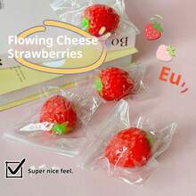 1个可爱草莓慢回弹减压玩具：柔软且回弹缓慢的减压玩具，适合青少年和成人，非常适合桌面玩耍和缓解焦虑。 - 彩色 - 查看 6