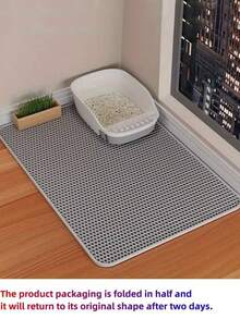 1 pieza Alfombra para gatos de doble capa y extra grande de color aleatorio, antideslizante, lavable y resistente a los arañazos, se puede retirar de la caja de arena, apta para botes de basura, inodoros, felpudos y alrededor de la cama del gato - Multicolor - Ver 3