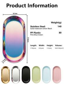 7-Inch Stainless Steel Decorative Tray, Jewelry Dish Cosmetic Storage Tray Bathroom Organizer Tray, Oval Shape - View 3