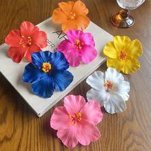 10pcs Random Color Hawaiian Flower Hair Clips, Cute Hibiscus & Plumeria Flower Hair Clips, Suitable For Women & Girls, Ombre Hawaiian Flower Hair Clips, Hawaiian Hair Accessories, Sunflower Hair Clips, Suitable For Beach Party & Daily Wear, Can Match Outfits, Gift Set, Valentine's Day Gift,Travel,Birthday - Multicolor - View 3