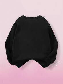 Kids' Printed Crew Neck Sweatshirt, Cartoon & Cute Style Children's Apparel. Adorned With The KatsEye Logo, It Is Suitable For School, Sports, Parties And Other Occasions, And Serves As A Cool Gift For Kids. This Easy-Care Crew Neck Top (Tailor-Made For Young Fans Of Iconic Characters) Meets Daily Casual Wear Needs, And Is A Comfortable, Soft And Cute Clothing Item For Students. It Also Includes Quirky And Fun Styles For Tween Girls, Children's Thanksgiving Styles, Clothing For Tween Boys, As Well As Christmas & Thanksgiving Holiday Outfits. Suitable For Multiple Scenarios Such As School, Home And Outdoor Activities, It Can Be Used As A Birthday Gift Or Holiday Gift For Children, And Is Ideal For All Seasons. - màu đen - Xem 2