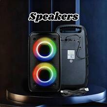Karaoke Machine With - 2 Wired Microphone85dB, Adult Portable Speaker, PA System With LED Lights Singing Karaoke Speaker, Supports MicroSD Card/USB, AUX Input, TWS Suitable For Party Use - Black - View 4
