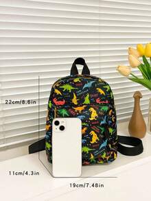 1 pieza Mochila con patrón de dibujos animados, posición de impresión aleatoria - Pequeño dinosaurio - Ver 4