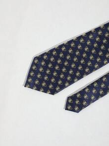 1 chiếc cà vạt nam màu xanh hải quân họa tiết ong dệt jacquard - Màu xanh hải quân - Xem 4