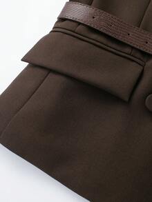 Áo khoác vest hai hàng cúc thanh lịch dành cho nữ - màu nâu - Xem 10