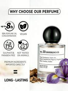 RISNOW NO.33 Perfume EDP Women's Perfume, 50ml (5ml Test Tube Dispenser For Free), Calm And Atmospheric Sandalwood With Gentle Violet/Cardamom, Suitable For Going Out On A Date/Attending A Meeting, Lasting 6-8 Hours, Exquisite Gift Box Packaging, Suitable For Giving To Family/Friends/Lovers As A Holiday/Birthday Gift - Gỗ & Đất - Xem 3