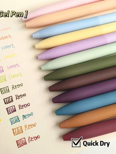 8 PCS Vintage Neutral Pen Set Milk Fufu Macaron Neutral Pen Multi-Piece Dopamine Color Pressable Ballpoint Pen 0.5Mm Quick-Drying Journal Painting Notes Stationery
