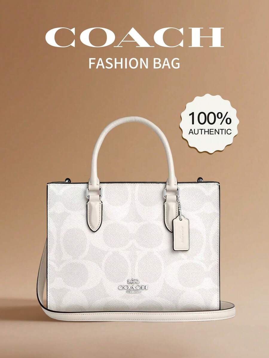 Coach Túi xách Maggie 25 dành cho nữ, túi đeo chéo bằng da, túi xách tay có quai cầm phía trên và dây đeo có thể tháo rời. - trắng - Xem 1