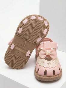 1双时尚女童平底凉鞋，包头凉鞋，柔软防滑鞋底，便捷的魔术贴搭扣设计，适合宴会、聚会、派对、婚礼、度假等场合。 - 粉色 - 查看 2