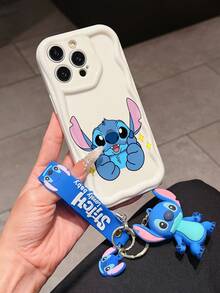 Disney Has Authorized, Phone Case - Chain Set, The Stitch Lilo & Stitch Phone Case Plus A Silicone 3D Or Fluffy Style Stitch Bracelet With Metallic Ring Removable Bracelet, Stitch And Angel Pattern, Compatible With Iphone 17/16/15/14/13/12/11/XS/XR/X Plus Pro Max, Wavy Design Phone Case For Girl, A Stylish Cartoon Summer Phone Case, The Perfect Gift Choice, Phone Protection, Durable Phone Cover, Great Gift For Friends And Family - Màu trắng kiểu A - Xem 2
