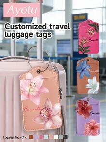 Etiqueta de equipaje personalizada con flores y nombre, etiqueta de equipaje ligera y de moda adecuada para grupos de viaje, etiqueta de identificación de equipaje para mujeres, etiqueta de pase de abordar, etiqueta de identificación de viaje para formación de equipos. Adecuada para mochilas, bolsos y mochilas escolares. Adecuada para viajes de verano e invierno, también se puede usar como etiqueta de identificación para mascotas. Artículos esenciales de viaje, organizador de viaje, decoración de automóvil, regalo perfecto para familiares y amigos - Multicolor - Ver 8