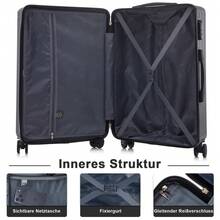 YONSLY 2-Piezas Juego de Maletas 20/28 Pulgadas con 4 Ruedas 360° Cerradura de Combinación Bolsa de Malla Asa de Goma Suave Trolley Maleta de Viaje Maleta con Ruedas Equipaje de Mano Maleta de Viaje Rígida Para Viajes Largos Viajes de Negocios Vacaciones Regalo (Juego de 2 L&XL) - Gris Oscuro - Ver 5