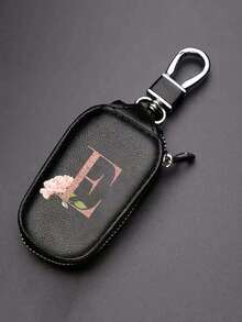 Zipper Keychain - Fashionable Red Flower Gold Letter (A-Y) Design, PU Leather Organizer, Suitable For Car, Home And Office Keys, Great For Valentine's Day, Graduation, Teacher's Day Gifts, Unisex, Travel Accessory, Elegant Jewelry, High-Quality Craftsmanship, Professional Accessory - Multicolor - View 21