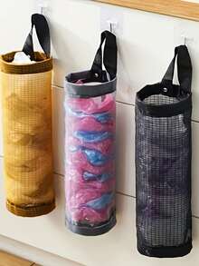 2PCS[Storage Wonder]Mesh Plastic Bag Holder - Large Capacity, Breathable, Machine Washable, Foldable - The Best Must-Have For Kitchen And Home Organization | Free Pair Of Hooks With Purchase Now - View 2